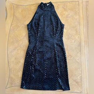 90’s European Vintage Black Velvet Sequin Dress Size 6